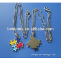 custom engraved jigsaw enameled autism awareness metal jewelry pendant necklace